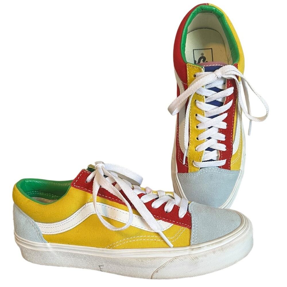 VANS Style 36 Sunshine Multi True White Suede Shoes Women’s Sz 8 Men’s Sz 6.5